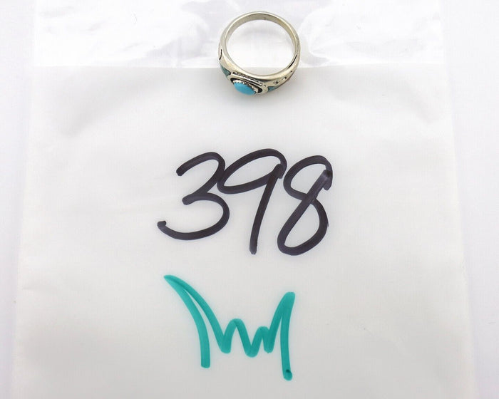 Navajo Handmade Ring 925 Silver Blue Turquoise & Coral Native American Artist