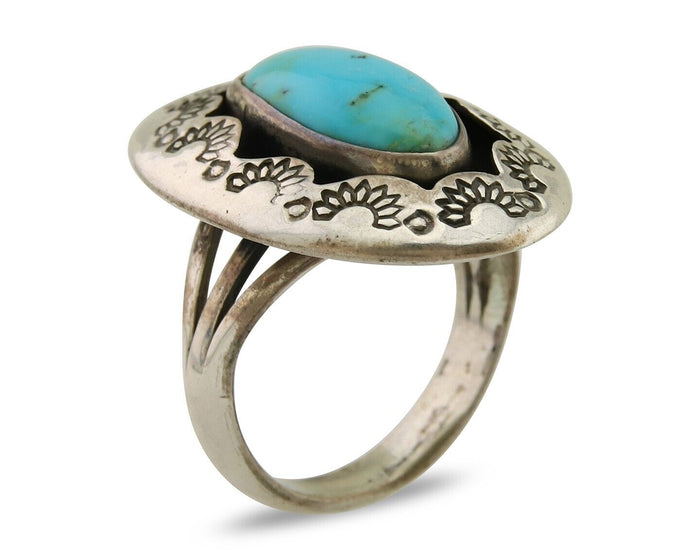 Navajo Handmade Ring 925 Silver Natural Arizona Signed M Horse C.80's