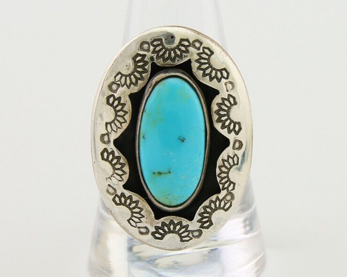 Navajo Handmade Ring 925 Silver Natural Arizona Signed M Horse C.80's