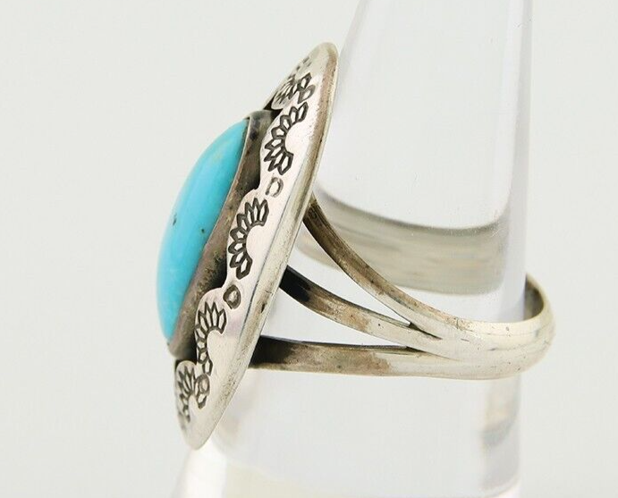 Navajo Handmade Ring 925 Silver Natural Arizona Signed M Horse C.80's