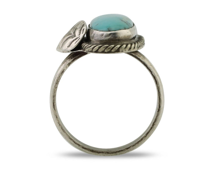 Navajo Handmade Ring 925 Silver Natural Turquoise Native American Artist C.80's
