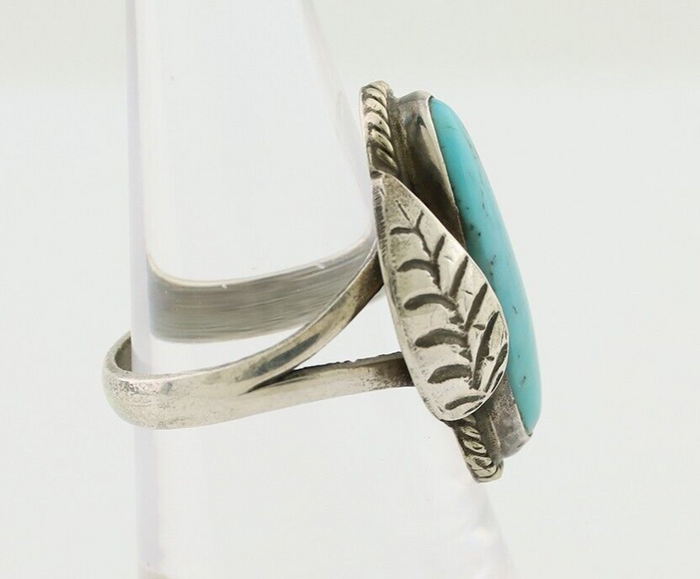 Navajo Handmade Ring 925 Silver Natural Turquoise Native American Artist C.80's