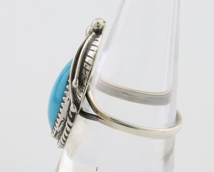 Navajo Handmade Ring 925 Silver Natural Turquoise Native Artist C.80's