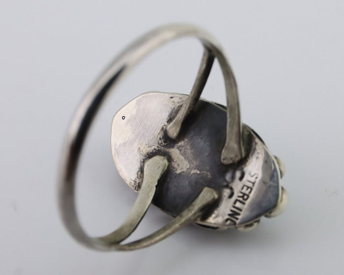 Navajo Handmade Ring 925 Silver Sleeping Beauty Turquoise Artist Signed SC C80s