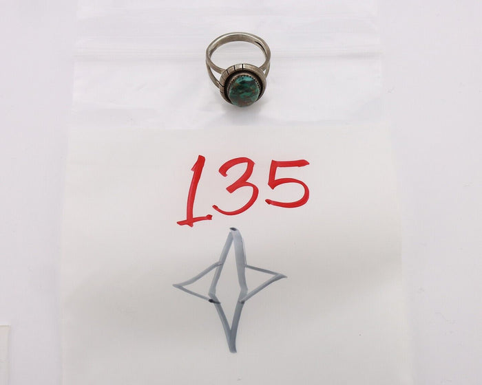 Navajo Handmade Ring .925 Silver Spiderweb Turquoise Native American Artist C80s