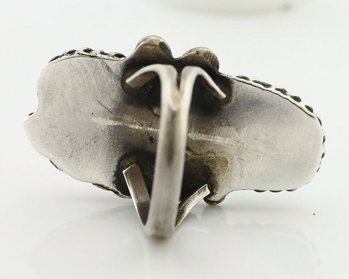Navajo Handmade Ring 925 Silver Turquiose & Coral Native American Artist C.80's