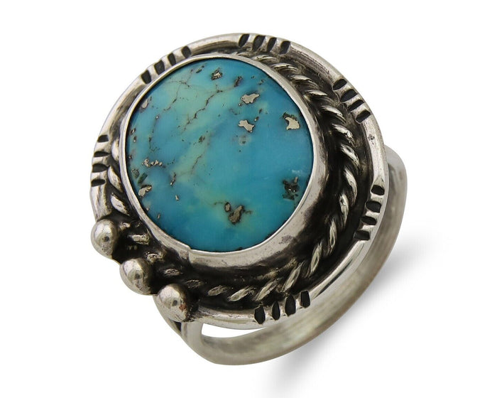 Navajo Handmade Ring 925 Silver Turquoise Native American Artist C.80's