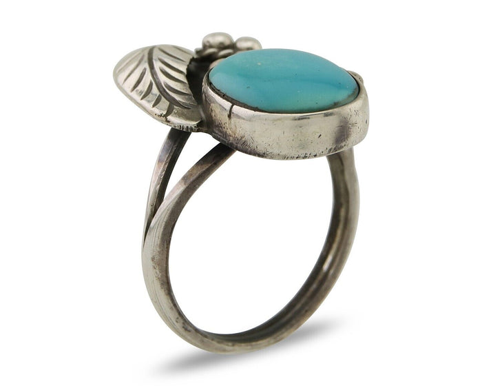 Navajo Handmade Ring 925 Silver Turquoise Signed LS C.80's