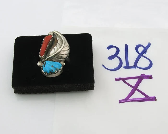 Navajo Handmade Ring Sterling Silver Natural Gemstone Signed FN Size 6.75