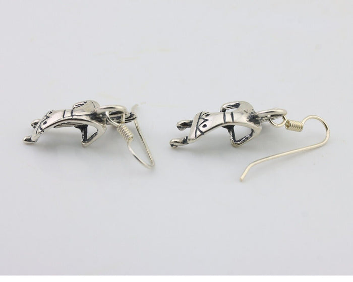 Navajo Kokopelli Dangle Earrings 925 Silver Native American Artist C.80's
