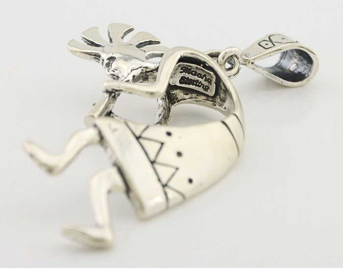 Navajo Kokopelli Pendant 925 Sterling Silver Artist Signed Masha C.80's