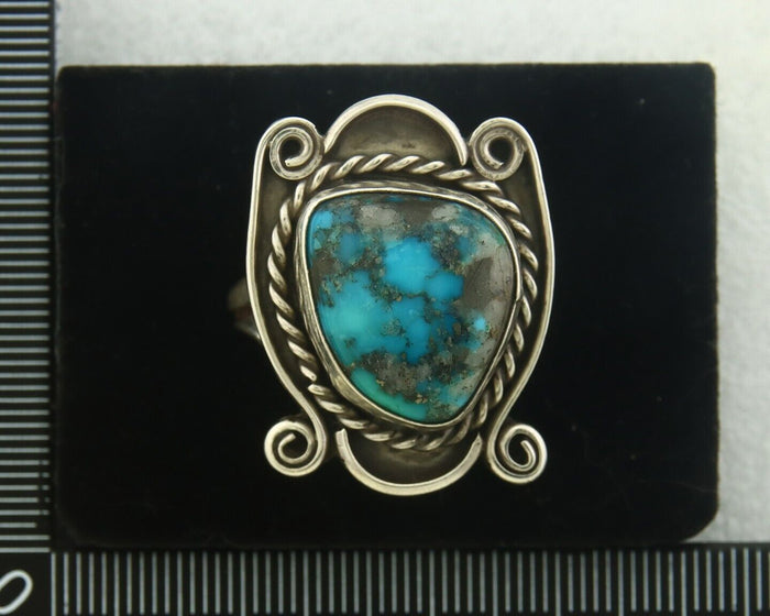 Navajo Men Ring 925 Sterling Natural Blue Turquoise Native Artist C80 Size 10.25
