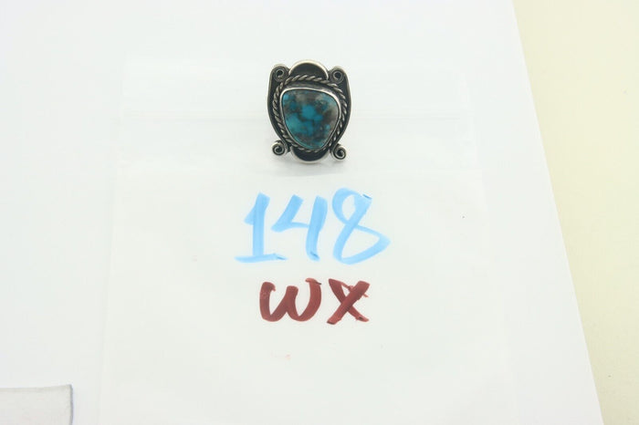 Navajo Men Ring 925 Sterling Natural Blue Turquoise Native Artist C80 Size 10.25