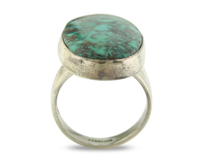 Navajo Men Ring 925 Sterling Natural Blue Turquoise Signed M Montoya C.80's
