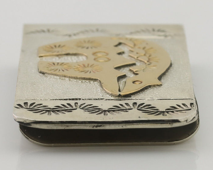 Navajo Money Clip .925 Silver Gold Plate & .999 Nickle Native Artist C.80's