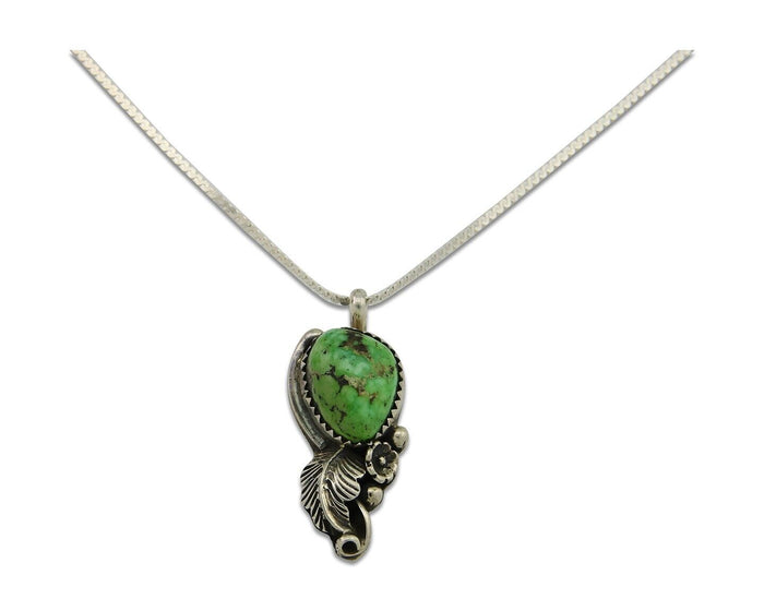 Navajo Necklace 925 Silver Green Turquoise Native American Artist C.80's