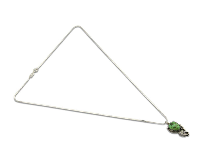 Navajo Necklace 925 Silver Green Turquoise Native American Artist C.80's