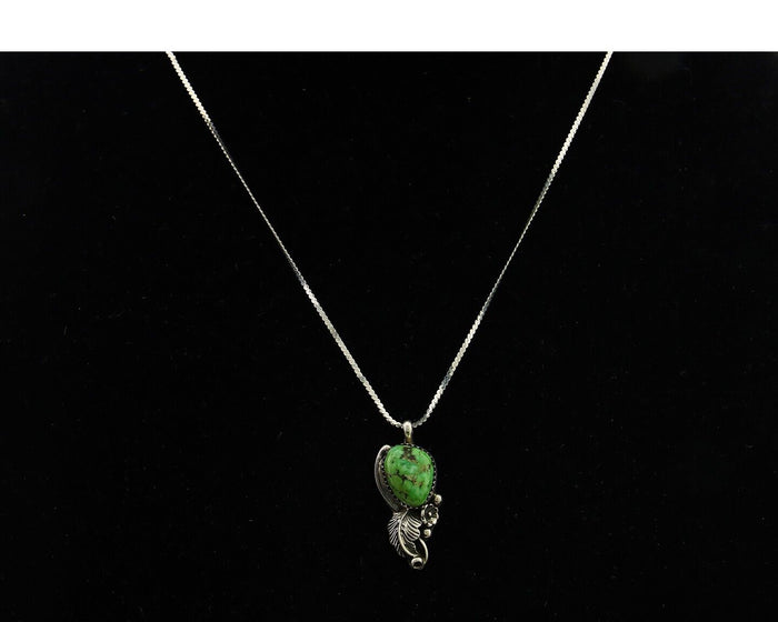 Navajo Necklace 925 Silver Green Turquoise Native American Artist C.80's
