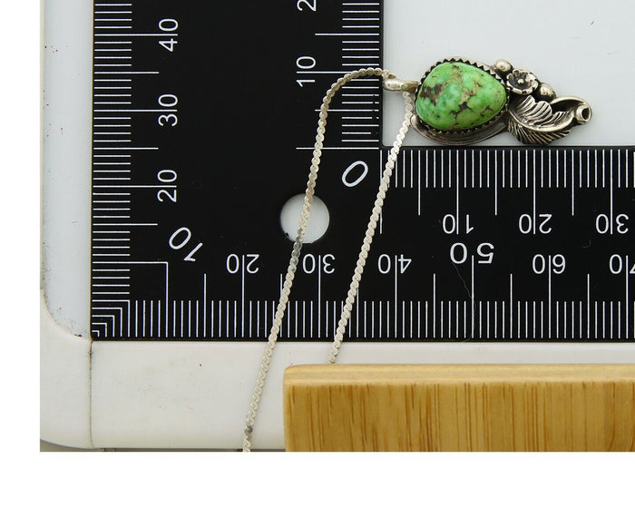 Navajo Necklace 925 Silver Green Turquoise Native American Artist C.80's