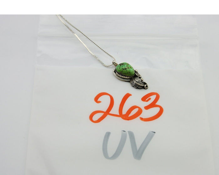 Navajo Necklace 925 Silver Green Turquoise Native American Artist C.80's