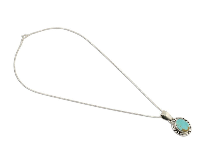 Navajo Necklace 925 Silver Kingman Turquoise Artist Signed Gecko C.90s