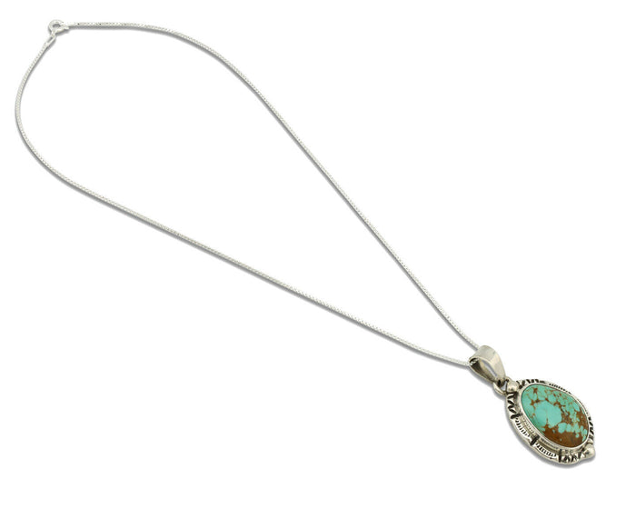 Navajo Necklace .925 Silver Kingman Turquoise Signed Gecko C.1980's