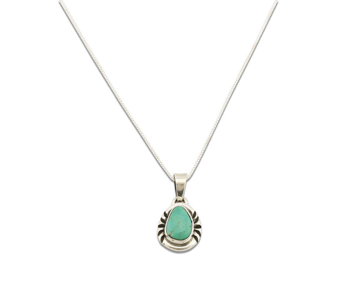 Navajo Necklace .925 Silver Kingman Turquoise Signed Gecko C.1980's