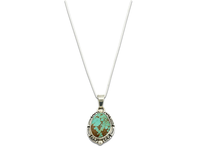 Navajo Necklace .925 Silver Kingman Turquoise Signed Gecko C.1980's