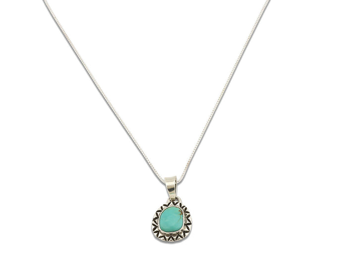 Navajo Necklace .925 Silver Kingman Turquoise Signed Gecko C.1980's