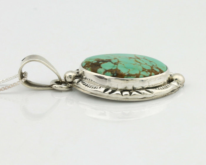 Navajo Necklace .925 Silver Kingman Turquoise Signed Gecko C.1980's