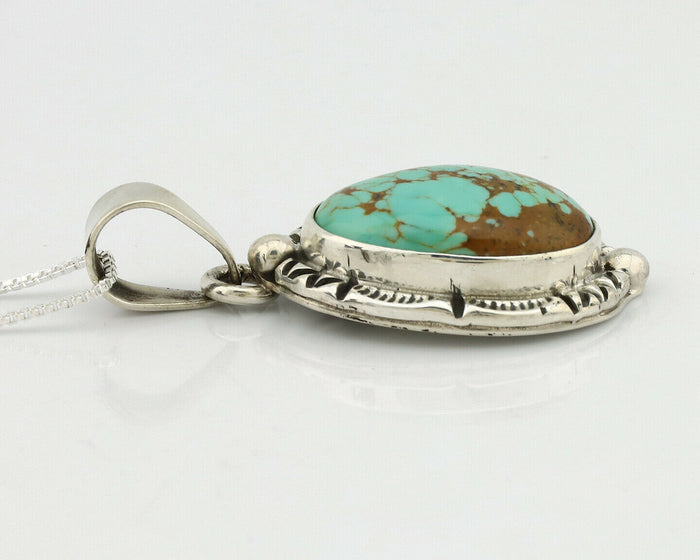 Navajo Necklace .925 Silver Kingman Turquoise Signed Gecko C.1980's
