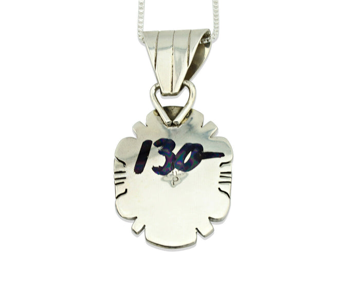 Navajo Necklace .925 Silver Kingman Turquoise Signed JP C.1980's