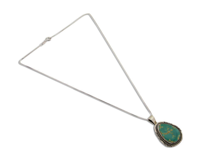 Navajo Necklace 925 Silver Natural Blue Turquoise Artist Signed Mike Begay C.80s