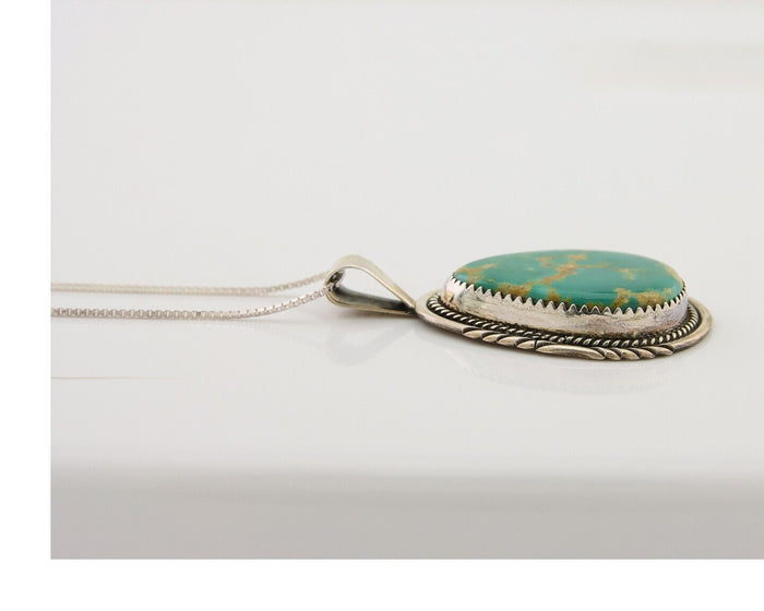 Navajo Necklace 925 Silver Natural Blue Turquoise Artist Signed Mike Begay C.80s