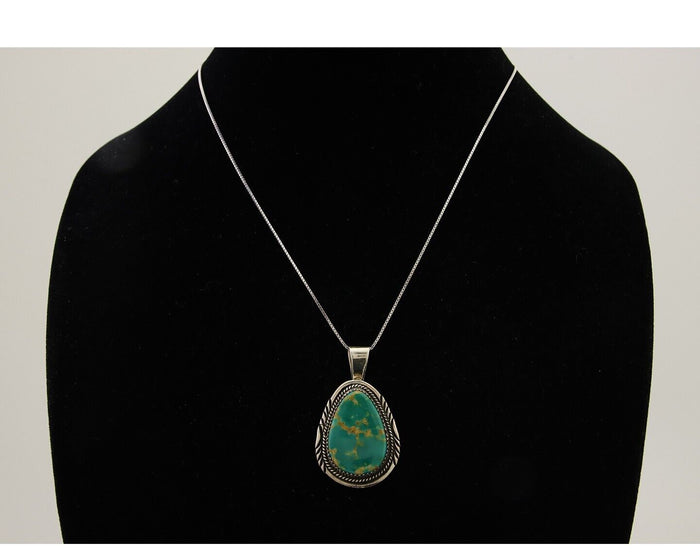 Navajo Necklace 925 Silver Natural Blue Turquoise Artist Signed Mike Begay C.80s
