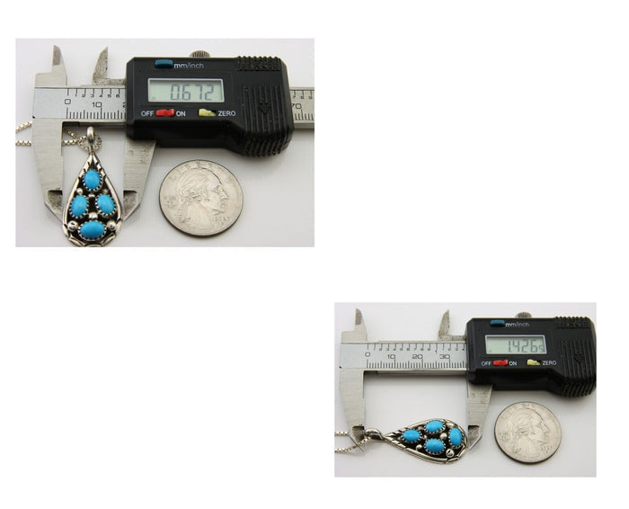 Navajo Necklace 925 Silver Natural Blue Turquoise Artist Signed Tom Yazzie C.80s