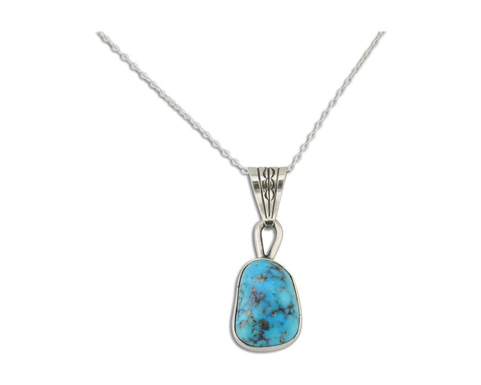 Navajo Necklace 925 Silver Natural Blue Turquoise Artist Tony Guerro C.80's