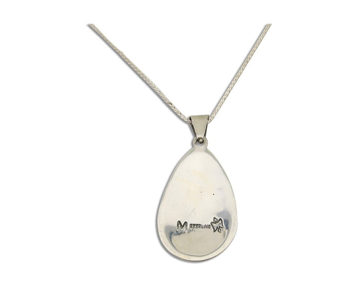 Navajo Necklace 925 Silver Natural Onyx Native Artist Signed M Montoya C.80's