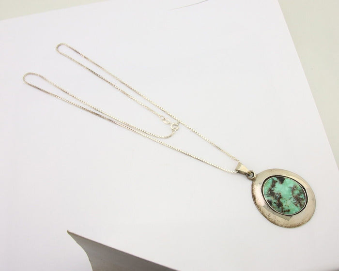 Navajo Necklace 925 Silver Natural Turquoise Artist Signed C Montoya C.80's