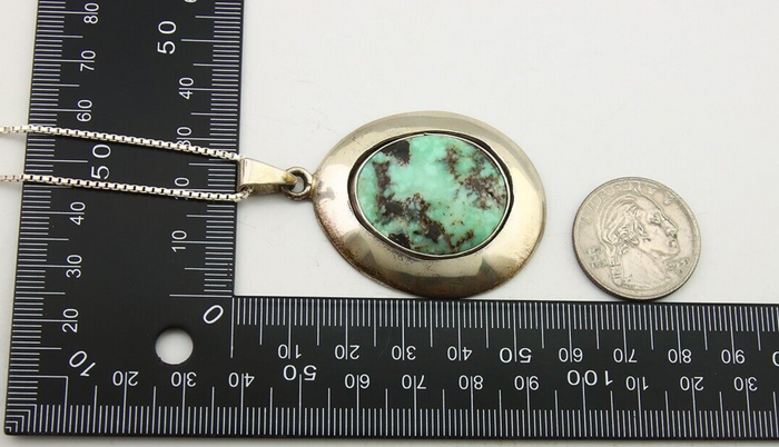 Navajo Necklace 925 Silver Natural Turquoise Artist Signed C Montoya C.80's