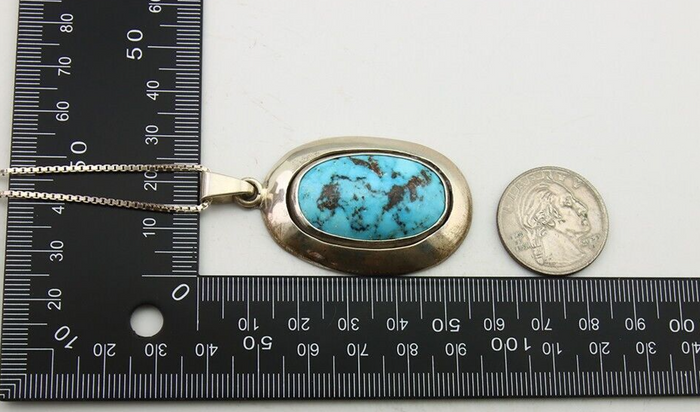 Navajo Necklace 925 Silver Natural Turquoise Artist Signed C Montoya C.80's