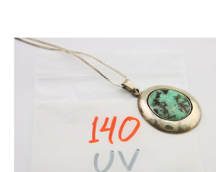 Navajo Necklace 925 Silver Natural Turquoise Artist Signed C Montoya C.80's