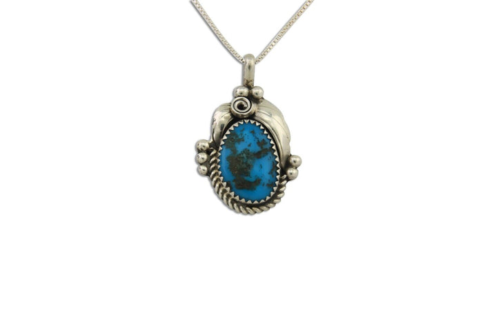 Navajo Necklace 925 Silver Natural Turquoise Artist Signed C.80's