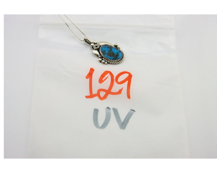Navajo Necklace 925 Silver Natural Turquoise Artist Signed C.80's