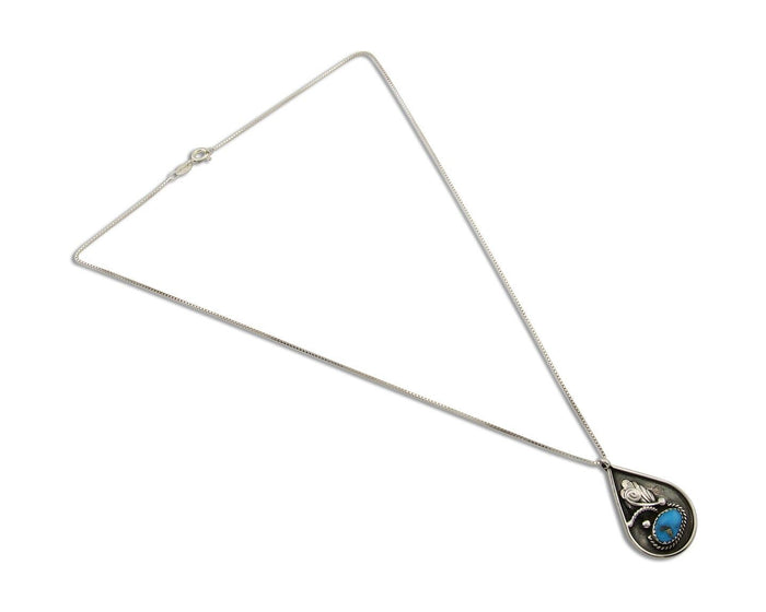 Navajo Necklace 925 Silver Natural Turquoise Artist Signed Jason Bahe C.80's