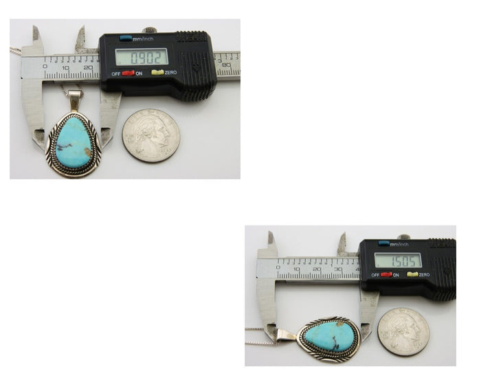 Navajo Necklace 925 Silver Natural Turquoise Artist Signed Mike Begay C.80's