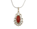 Navajo Necklace 925 Silver Red Medterranean Coral Native Artist C.80's