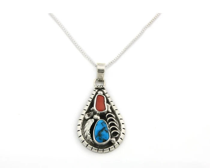 Navajo Necklace Sterling Authentic Gemstone Traditional Signed Teepee
