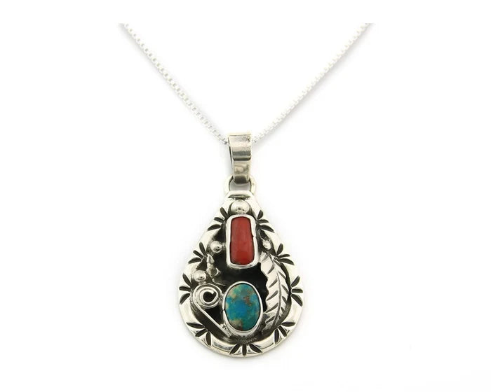 Navajo Necklace Sterling Authentic Gemstone Traditional Signed Teepee