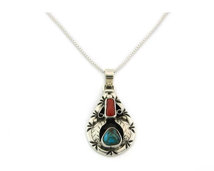 Navajo Necklace Sterling Authentic Gemstone Traditional Signed Teepee